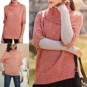 CAbi Foldover Sweater Tumeric Fleck Comfy Oversized Dolman Sleeve Poncho